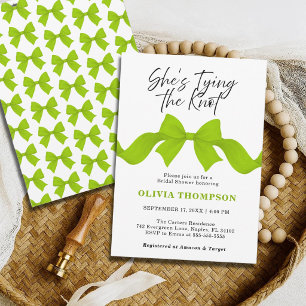 She's Tying the Knot Lime Green Bow Bridal Shower Invitation