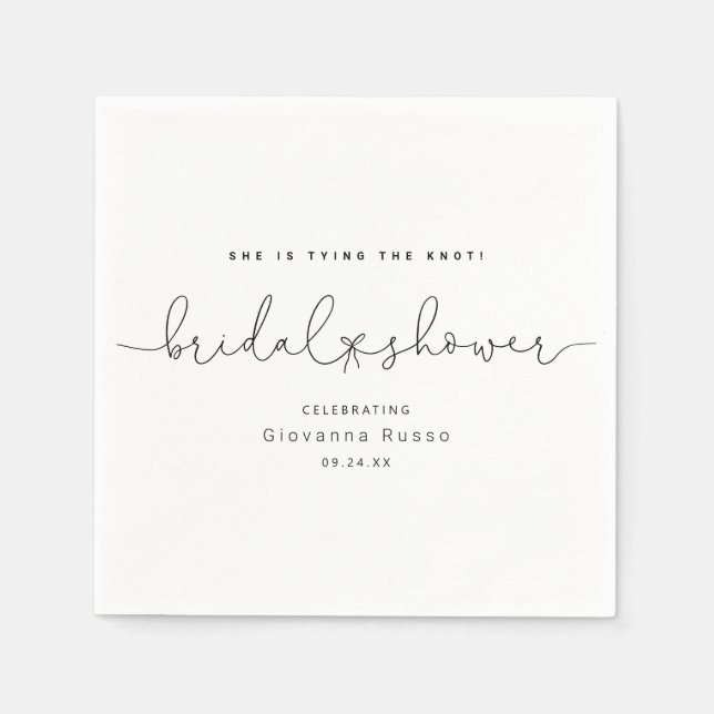 She's Tying the Knot Minimalist Bridal Shower Napkin (Front)