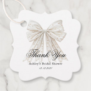 She's Tying the Knot Pearls Bow Bridal Shower Favour Tags