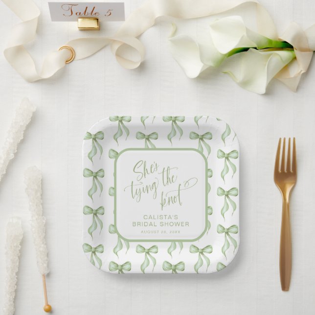 She's Tying the Knot Personalised Bridal Shower Paper Plate (Wedding)