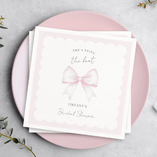She's Tying The Knot Pink Blush Bow Bridal Shower Napkin