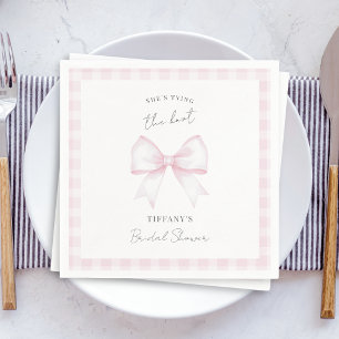 She's Tying The Knot Pink Blush Bow Bridal Shower Napkin