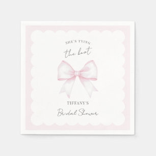 She's Tying The Knot Pink Blush Bow Bridal Shower Napkin