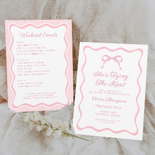 She's Tying the Knot Pink Bow Bachelorette Party Invitation