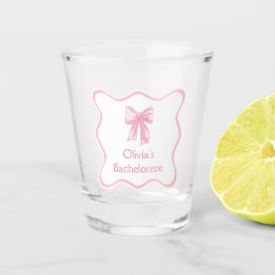 Shes Tying the Knot Pink Bow Bachelorette Shot Glass