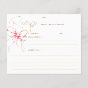 She's Tying the Knot Pink Bow Bridal Recipe Card