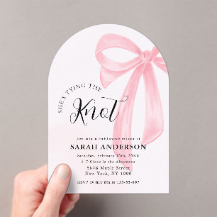 She's Tying the Knot pink bow Bridal Shower  Acrylic Invitations