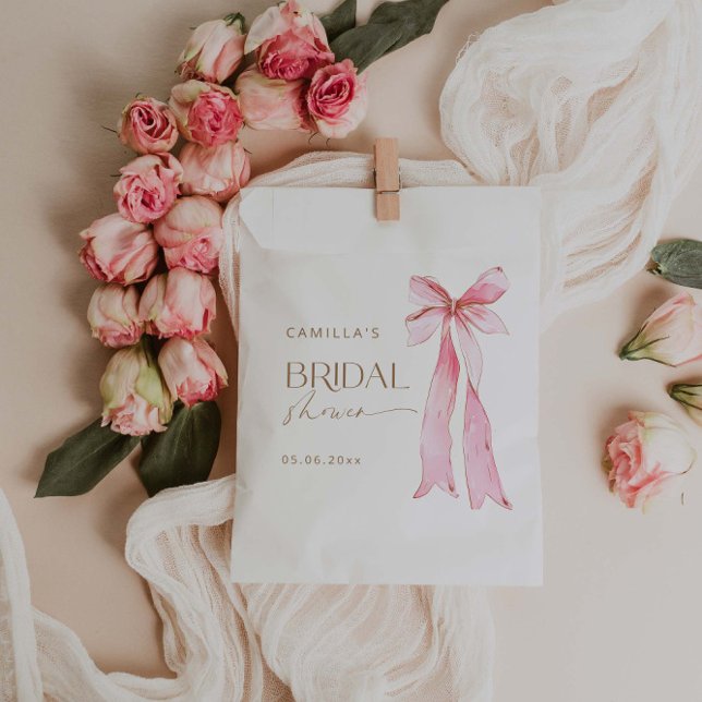 She's Tying the Knot Pink Bow Bridal Shower Favour Bag (Creator Uploaded)