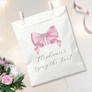 She's Tying The Knot Pink Bow Bridal Shower Favour Bag