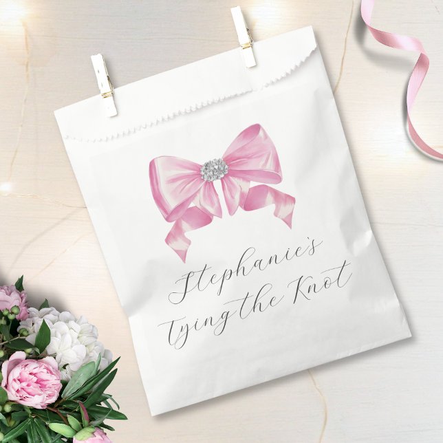 She's Tying The Knot Pink Bow Bridal Shower Favour Bag (Creator Uploaded)