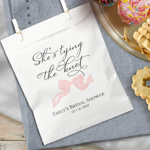 She's tying the knot Pink Bow Bridal Shower Favour Bag