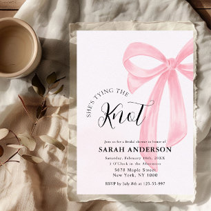 She's Tying the Knot pink bow Bridal Shower Invitation