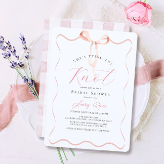 She's tying the Knot Pink Bow Bridal Shower Invitation