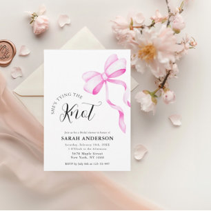 She's Tying the Knot pink bow Bridal Shower  Invitation