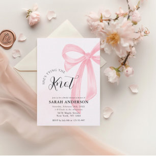 She's Tying the Knot pink bow Bridal Shower  Invitation