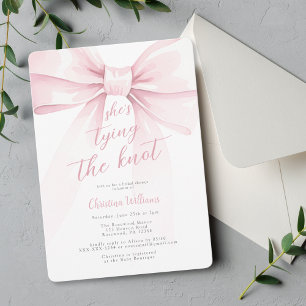 She's Tying The Knot Pink Bow Bridal Shower Invitation