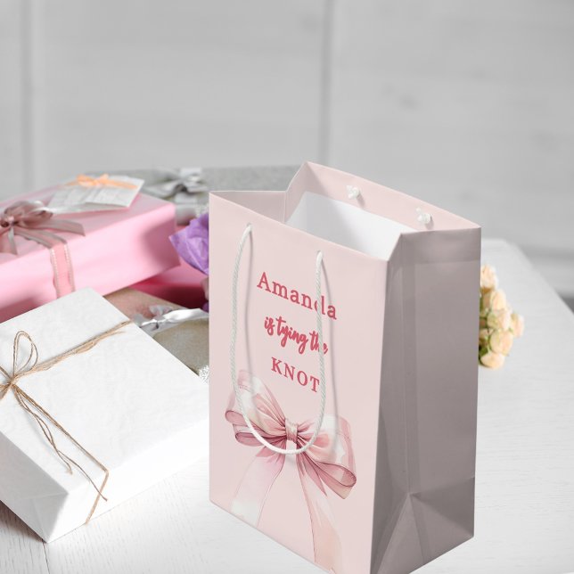 She's tying the knot pink bow Bridal Shower Medium Gift Bag (Creator Uploaded)