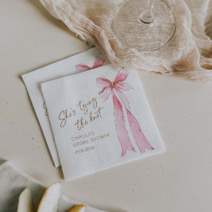 She's Tying the Knot Pink Bow Bridal Shower  Napkin
