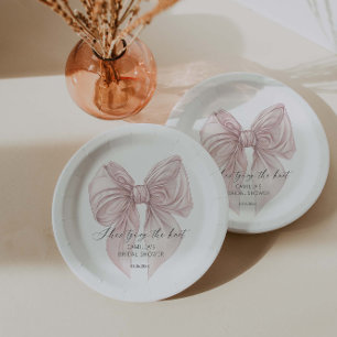 She's Tying the Knot Pink Bow Bridal Shower  Paper Plate