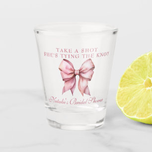 She's Tying The Knot Pink Bow Bridal Shower Shot Glass