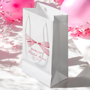 She's Tying The Knot Pink Bow Bridal Shower Small Gift Bag