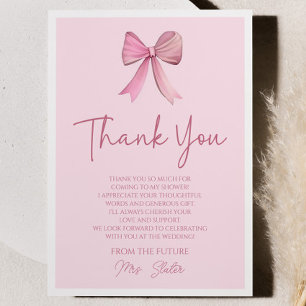 She's Tying The Knot Pink Bow Bridal Shower Thank You Card