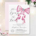 She's Tying The Knot Pink Bow Brunch Bridal Shower Invitation<br><div class="desc">These brunch bridal shower invitations feature a chic glam silky pink bow design with faux rhinestones and modern script typography. Matching products also available.</div>