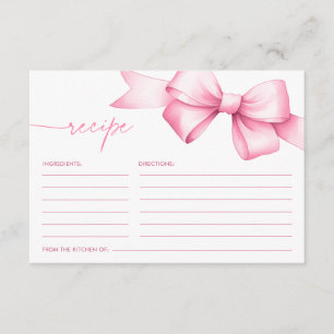 She's Tying the Knot Pink Bow Shower Recipe Enclosure Card