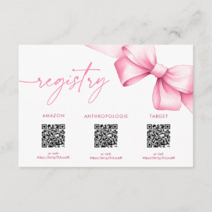 She's Tying the Knot Pink Bow Shower Registry Enclosure Card
