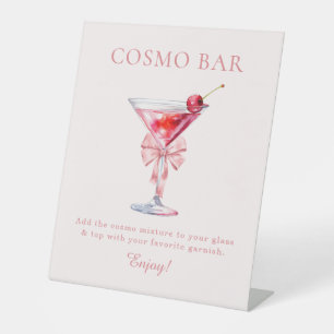 She's Tying the Knot Pink Coquette Cosmo Bar Pedestal Sign