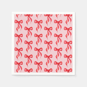 She's Tying the Knot Pink Red Bow Bridal Shower Napkin