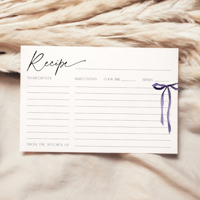 Shes Tying the Knot Purple Bow Bridal Recipe Card (Creator Uploaded)