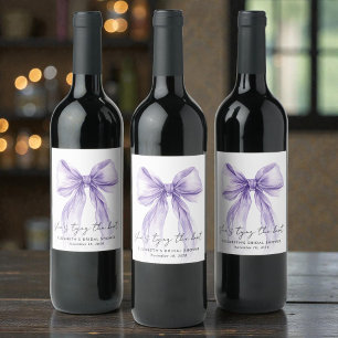 Shes Tying The Knot Purple Bow Bridal Shower Wine Label