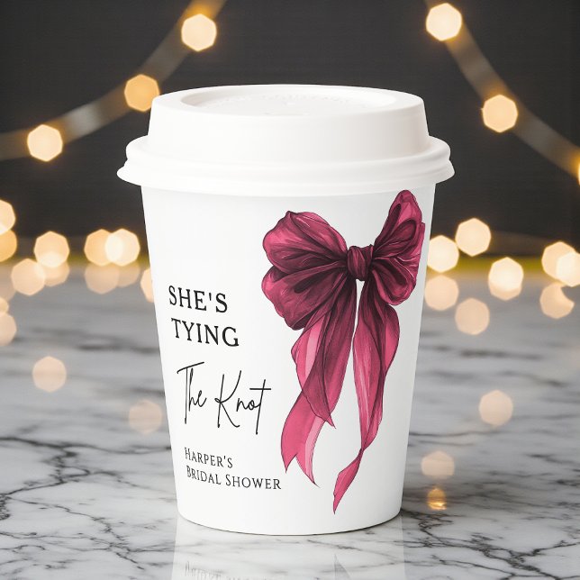 She's Tying The Knot Red Bow Bridal Shower Paper Cups (Creator Uploaded)