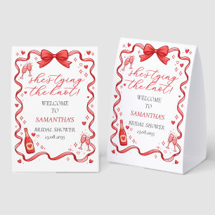 She's Tying The Knot Red Bow Bridal Shower Welcome