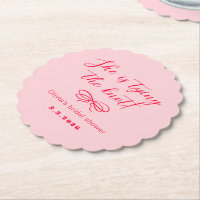 She's tying the knot retro wavy pink red