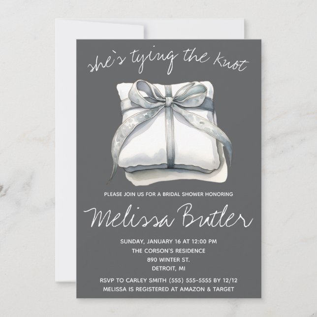 She's Tying the Knot! Ring Box Bridal Shower Invitation (Front)