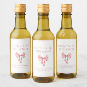 She's Tying the Knot Soft Pink Coquette Shower Wine Label