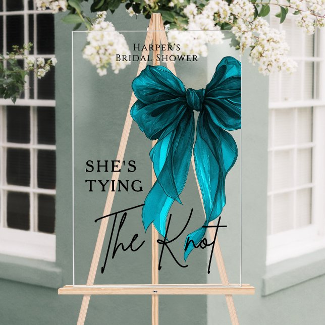 She's Tying The Knot Turquoise Bow Welcome Sign (Creator Uploaded)
