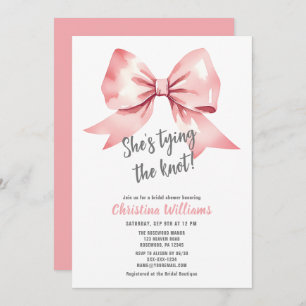 She's tying the knot Watercolor Pink Bridal Shower Invitation