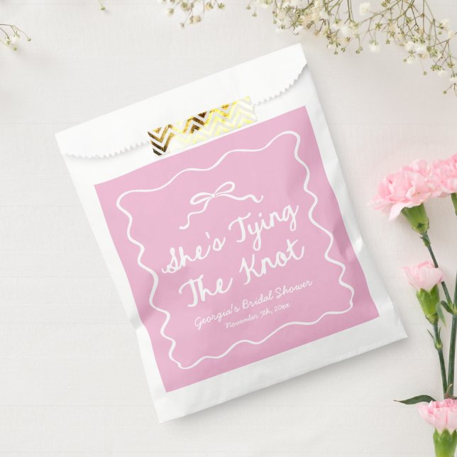 She's Tying The Knot Whimsical Bow Bridal Shower Favour Bag (Sealed)