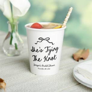 She's Tying The Knot Whimsical Bow Bridal Shower Paper Cups