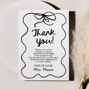 She's Tying The Knot Whimsical Bow Bridal Shower Thank You Card
