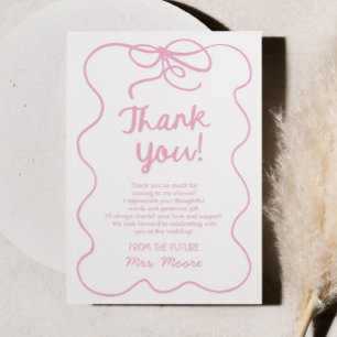 She's Tying The Knot Whimsical Bow Bridal Shower Thank You Card