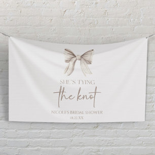 She's Tying The Knot White Bow Bridal Shower Banner
