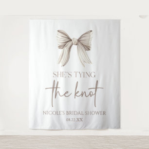 She's Tying The Knot White Bow Bridal Shower Tapestry