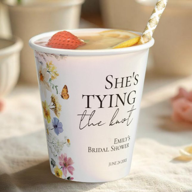 She's tying the knot | Wildflower Bridal Shower Paper Cups (Creator Uploaded)