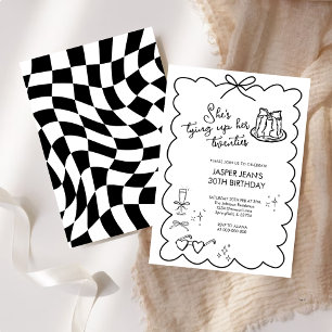 She's Tying Up Her Twenties Bow 30th birthday Invitation