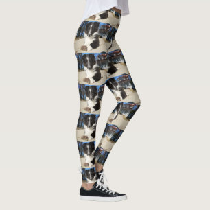 shet shp black and white puppy leggings