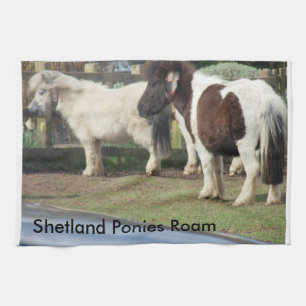 Shetland Ponies Roam Tea Towel